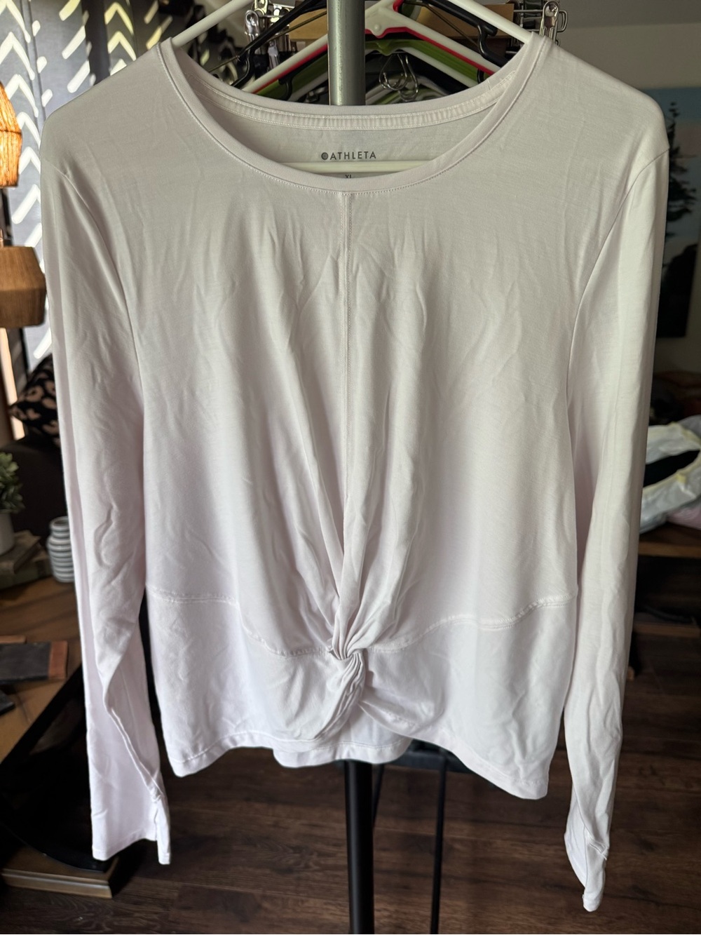 Athleta Long-Sleeve Twist-Front Top — Pale Pink